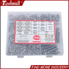 1640PCS M4 M5 M6 Bolts and Nuts Assortment Kit Grade 8.8 Alloy Steel Hex Screws
