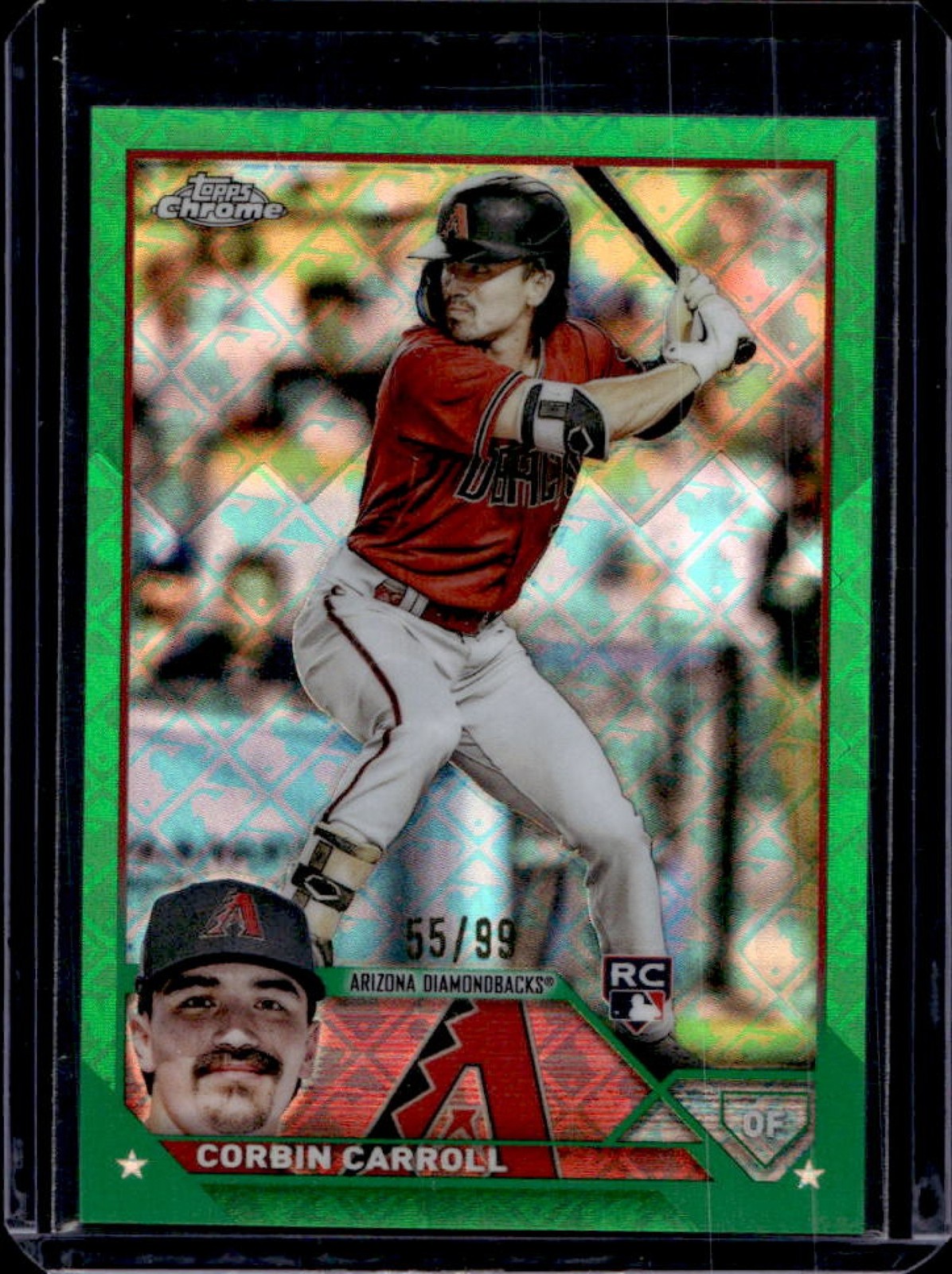 2023 Topps Chrome Logofractor Corbin Carroll RC Green Refractor Rookie #/99