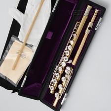 Corpo ottone dorato fatto a mano 17 fori aperti flauto offset G chiave argento SPEDIZIONE GRATUITA