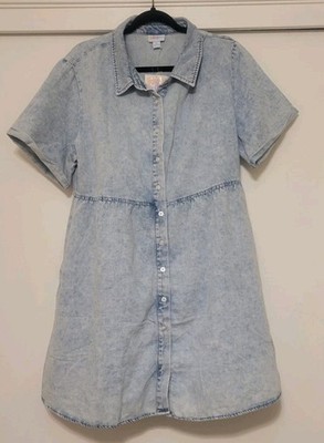 LuLaRoe Denim Shirt Dress XL NWT Acid Wash Button Front Short Sleeve Babydoll