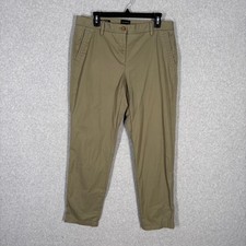 Talbots Pants 8 Khaki Green Relaxed Chino Stretch Trousers Cotton Loose Academia