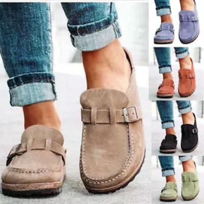 UK weiche Schuhe Schuhe Slipper Pantoletten Schieber Schnalle flache Sandalen Damen Halbschuhe
