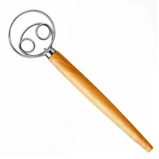 Wood 13 Inch Danish Dough Whisk Large Sourdough Bread Mixer