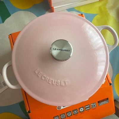 Le Creuset Marmite 22cm 2.6L Shell Pink Soup Pot Black Matte Enamel Cast Iron