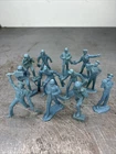 TIM MEE MARX PLAYSET ASTRONAUT MECHANIC FLAGGER BLUE PLASTIC TOY Lot Of 12