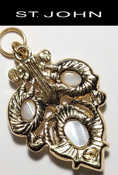 St John вязаный перламутровый кабошон золотистый молния/ползунок тяга - Изображение 2 из 2