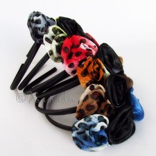 Black Leopard Print Chiffon Flowers Headbead - 6 Colors Available