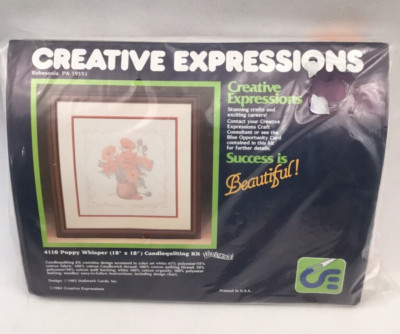 CREATIVE EXPRESSIONS POPPY WHISPER 18'' X 18'' CANDLEQUILTING EMBROIDERY KIT NEW