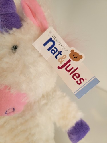 Demdaco Nat & Jules Plüsch Handpuppen Una das Einhorn rosa lila weiß Neu mit Etikett - Bild 2 von 7