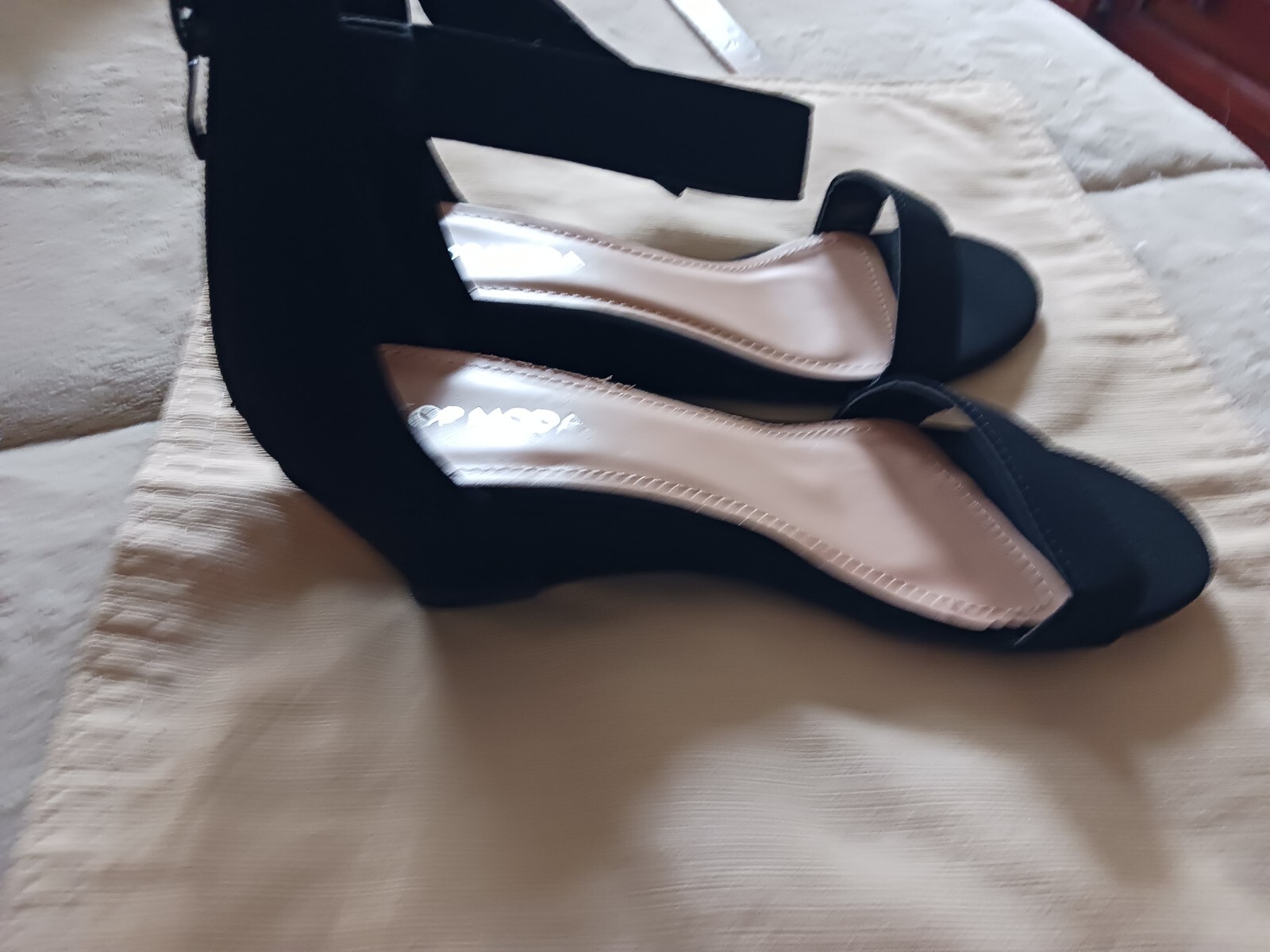 TOP MODA WEDGES SIZE 8 BLACK OPEN TOE ANKLE STRAP NEW NO TAG | eBay