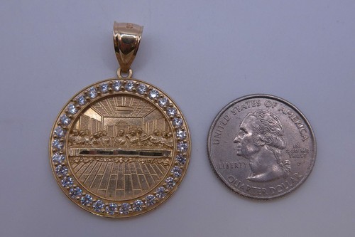 (MA1) 10k Yellow Gold Cubic Zirconia 5.8g 1-1/4" "Last Supper" Pendant - Picture 6 of 7