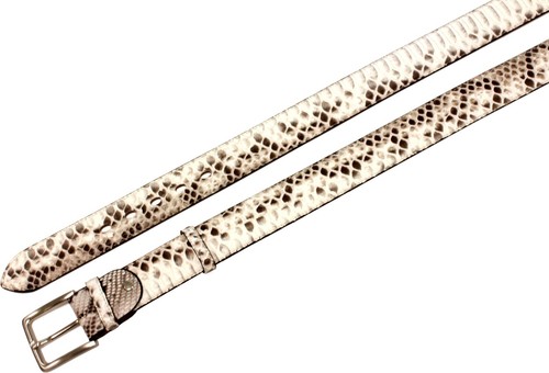 Cintura vero Pitone fodera vera pelle cuoio nabuk 4 cm accorciabile, fori ovali - Zdjęcie 15 z 17