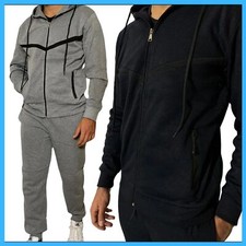 Tuta da uomo invernale felpata completa sportiva tracksuit con zip caldo cotone