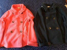Lot Of 2 Stylish Lands End Girls Fleece Peacoat M 5/6 L 6X Pink NavyBlue