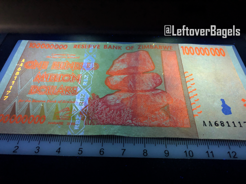Billetes de 1 y 100 millones de dólares de Zimbabue billetes papel moneda - antes del billón - Imagen 5 de 5