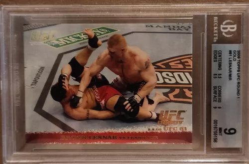 Brock Lesnar 2009 Topps UFC Round 1 GOLD Card # 81  BGS 9.  Freshly Graded. 