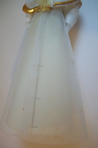 Vintage Tree Topper Girl Caroler Tulle Felt Cardboard Plastic Head - Picture 11 of 12