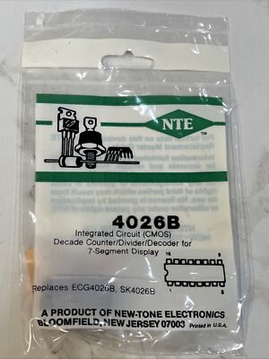 1 Ea ~ NTE4026B ~ IC CMOS Decade Counter Divider W/Display Enable DIP16 ...