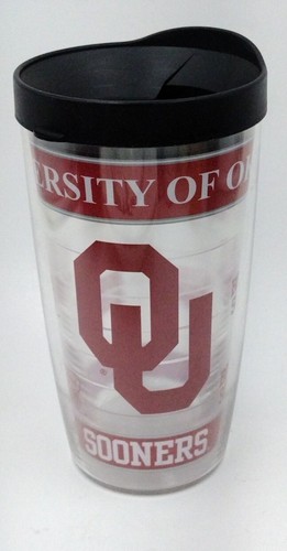 Oklahoma Sooners 16 oz Tumbler with Lid by Tervis. Keeps Drinks Hot & Cold.