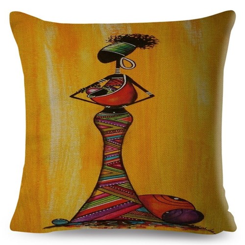 Orange Abstract Painting Africa life Collection African Woman Home Decor Pillow - Picture 21 of 38