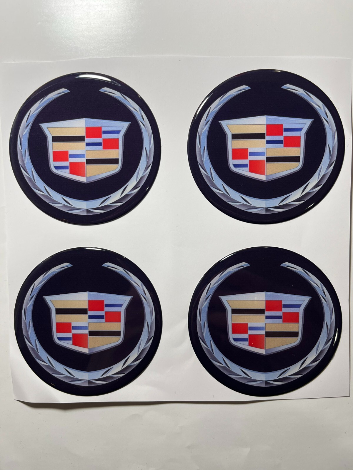 Set of 4 pcs Cadillac Center Wheel Cap Stickers Decal Rims Emblem Logo