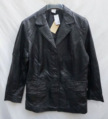 Leather jacket black 48 Mona featherweight lamb nappa leather blazer luxury NP250 