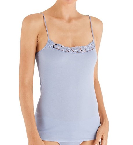 Hanro AURELIA Dreamy Blue Cotton Knit Spaghetti Camisole & Hi-Cut Brief - S - Picture 5 of 10