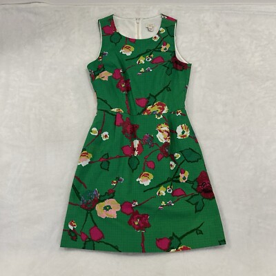 J.Crew Factory Green Floral Pleated Shift Dress Size 0 Women's Casual  Elegant | eBay