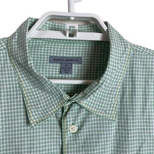 Martin Gordon Men's Long Sleeve Shirt Size XL Green White Plaid Button Up - Picture 2 of 6