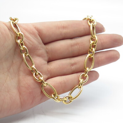 925 Sterlingsilber vergoldet echter Diamant Verschluss Figarokette Halskette 18''