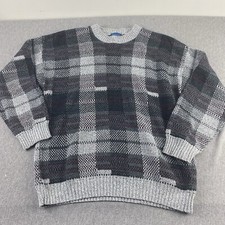 Vintage 90  s Towncraft Multicolor Geometric Knit Sweater Size L Retro Grandpa