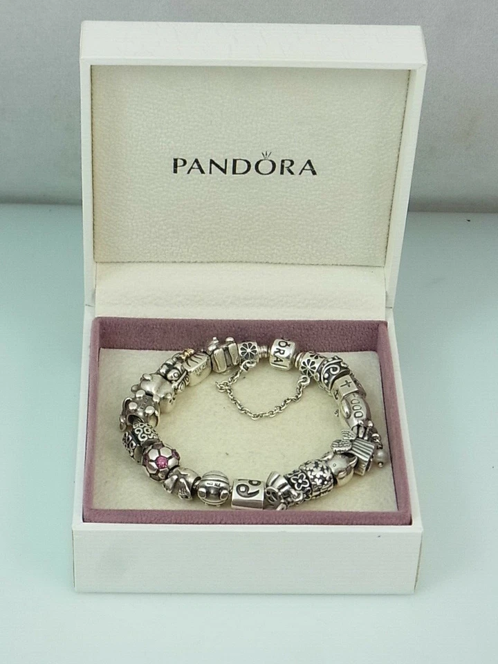 Pandora Armband Charms Elemente Beads 925 ALE Silber / Gold Stopper Clip Box