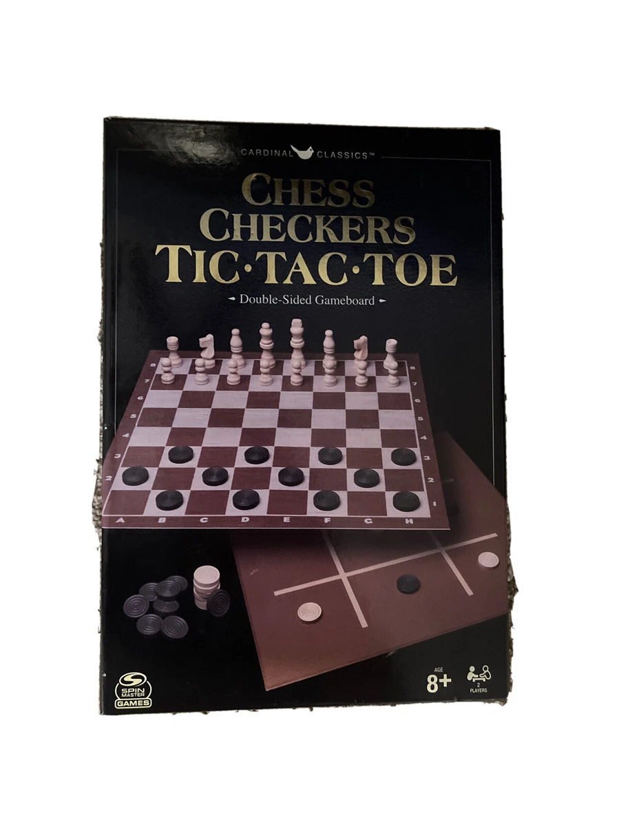 Chess Checkers and Tic-Tac-Toe Set, Classic Strategy Games, for