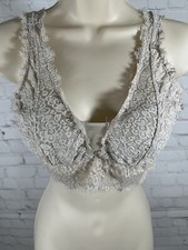 Aerie Gray Lace Lined Wireless Back Close Removable Pads Bralette Bra Women  s M