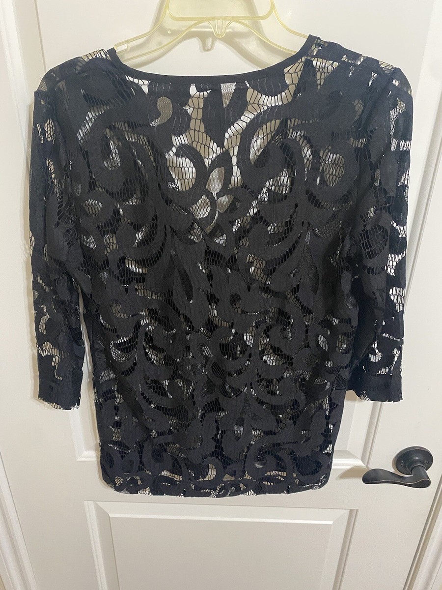 NWOT Ladies Black Semi Sheer Skye's The Limit Shirt / Top NWOT Ladies Black Semi Sheer Skye's The Limit Shirt / Top