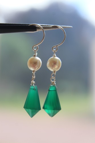 Boucles D'oreilles Argent Sterling Avec Iolite Et Perle De Culture Jaune - ROSEMIMOSA - NEUF Avec étiquettes