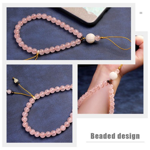 Chaîne de téléphone portable en cristal rose pour femme bracelet en perles naturelles - Photo 8/12