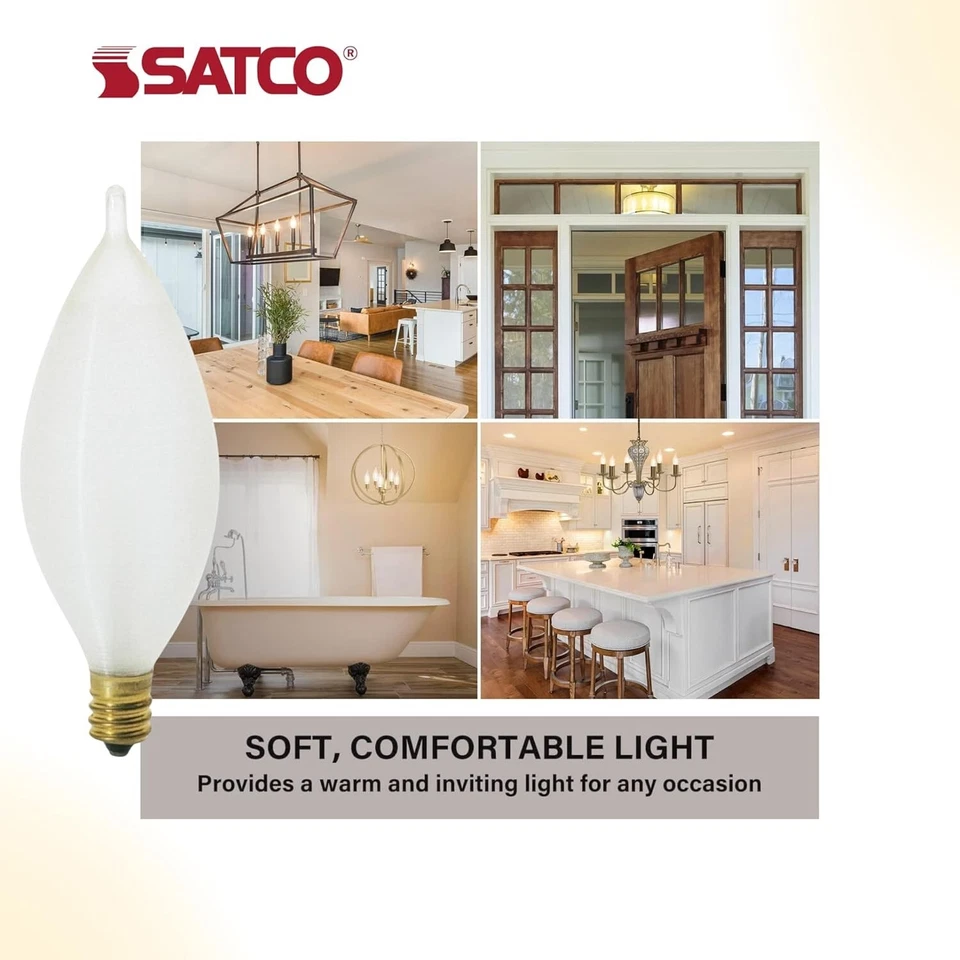 Satco S3404 - 40 Watt C11 Candelabra Light Bulb Spun White - 120 Volt  (25 Pack) - Image 4 of 4