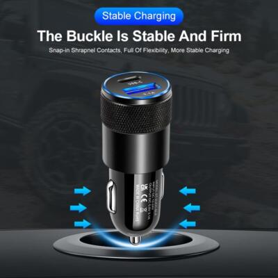 #USB Fast Car Charger Type C PD Quick Charge Phone Adapter for iphone Black DE ,