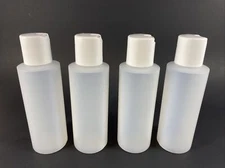 4-oz Plastic Squeeze Bottles (Natural) with White Disc Cap Travel Beauty Storage