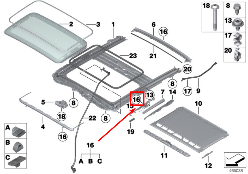 NEU BMW 2 F22, F87 SUNROOF SLIDE LIFT BUMP STOP KIT 54107313923