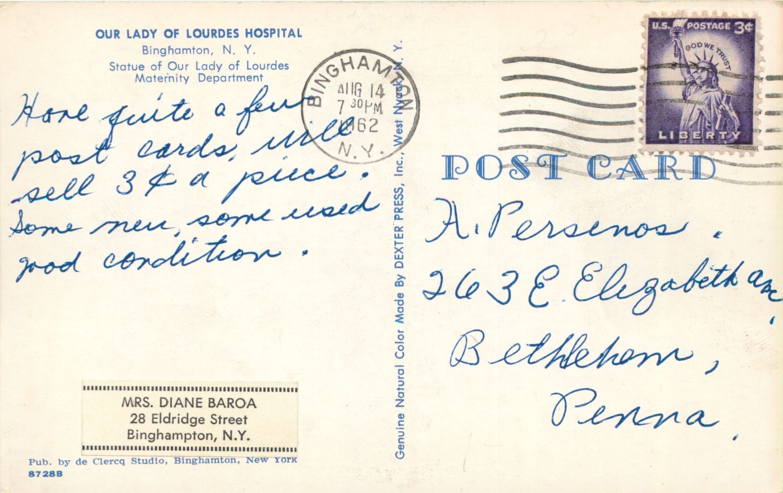 Maternity Dept, Our Lady Of Lourdes Hospital, Binghamton, New York NY 1962 eBay