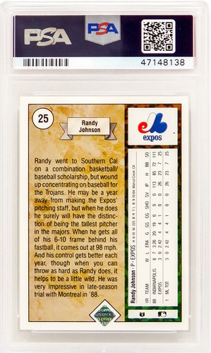 Randy Johnson Expos 1989 Upper Deck Baseball #25 RC Rookie Card -PSA 10 GEM MINT - Picture 2 of 2