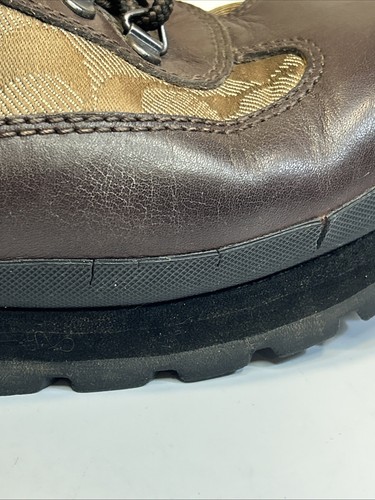 Stivali da trekking Coach Hannah in pelle marrone con logo kaki taglia 10M RARI! - Foto 11 di 13