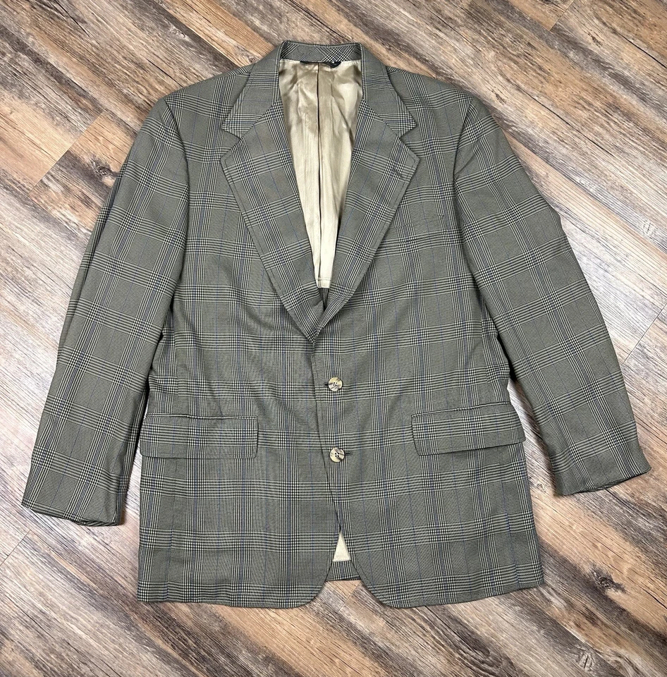 LL Bean Houndstooth Blazer Jacket Mens 42R Vintage Made USA Polyester Multicolor - Image 2 of 4