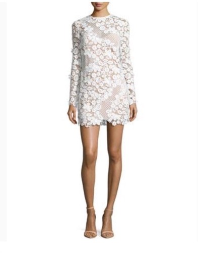 Self-Portrait 3D Floral-Lace Mini Dress 