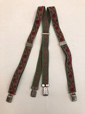 Vintage 1950s Elastic Boys Clip On Suspenders Green  Red Bats, Balls, Gloves
