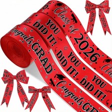 3 Roll Class of 2026 Graduation Ribbon Graduation Party Favors Decor 1 Inch C...