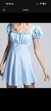 RARE LOVE, COURTNEY x NASTY GAL DOLL PARTS Satin Babydoll Dress Baby Blue - SZ L