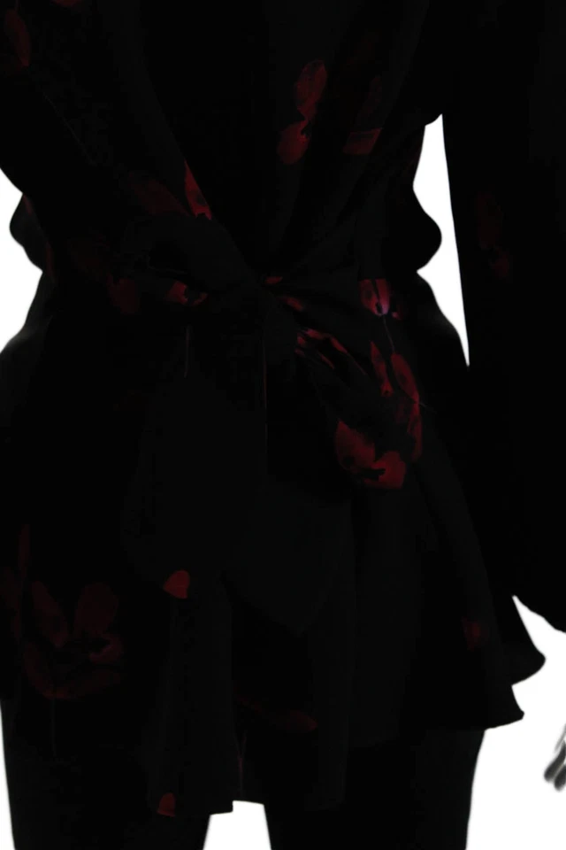 Blusa Shoshanna Mujer Manga Larga Estampado Floral Corbata Cintura Peplum Negra Talla M Foto 4 de 4